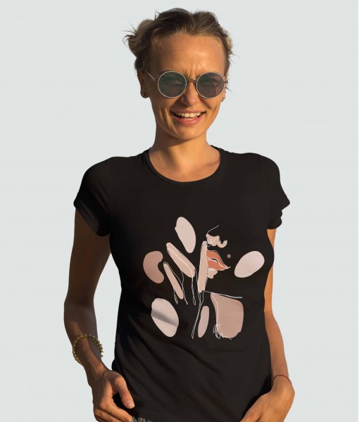 Дамска тениска с щампа Арт Finger on lips sign - TShirtArtShop.com
